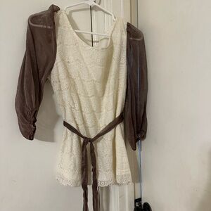 Elegant Lace Top with Sheer Sleeves